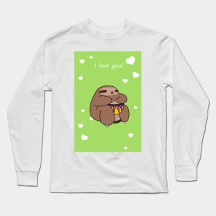 "I Love You" Sloth Playing Djembe Long Sleeve T-Shirt